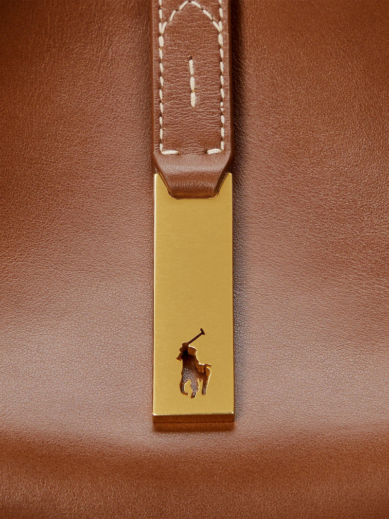Ralph Lauren Polo ID Medium Leather Shoulder Bag in Cuoio, imported from the UK
