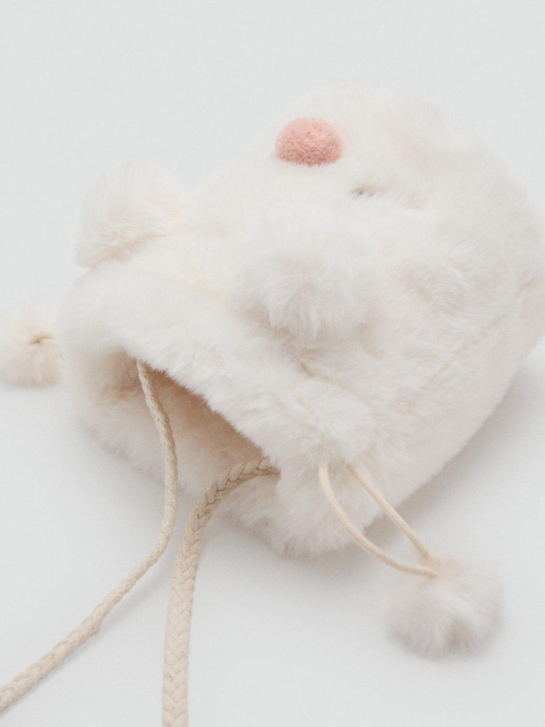 Mango kids faux fur cat bag light beige - British product