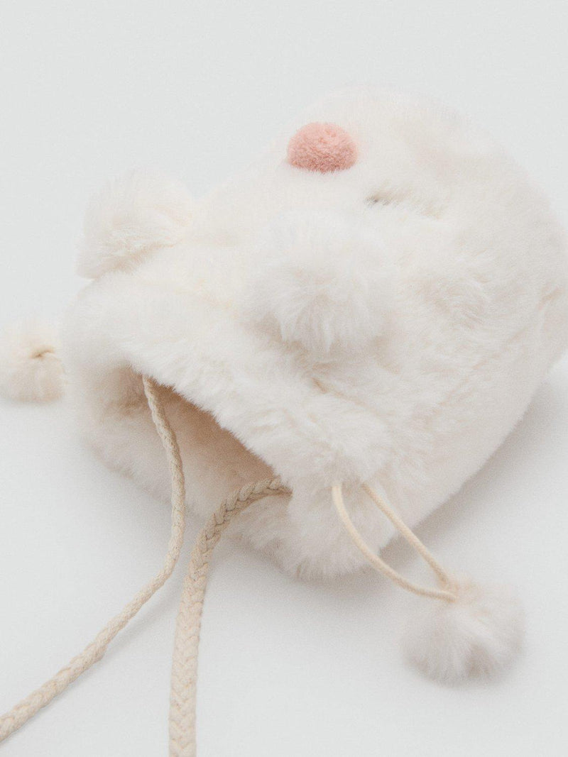 Mango kids faux fur cat bag light beige - British product