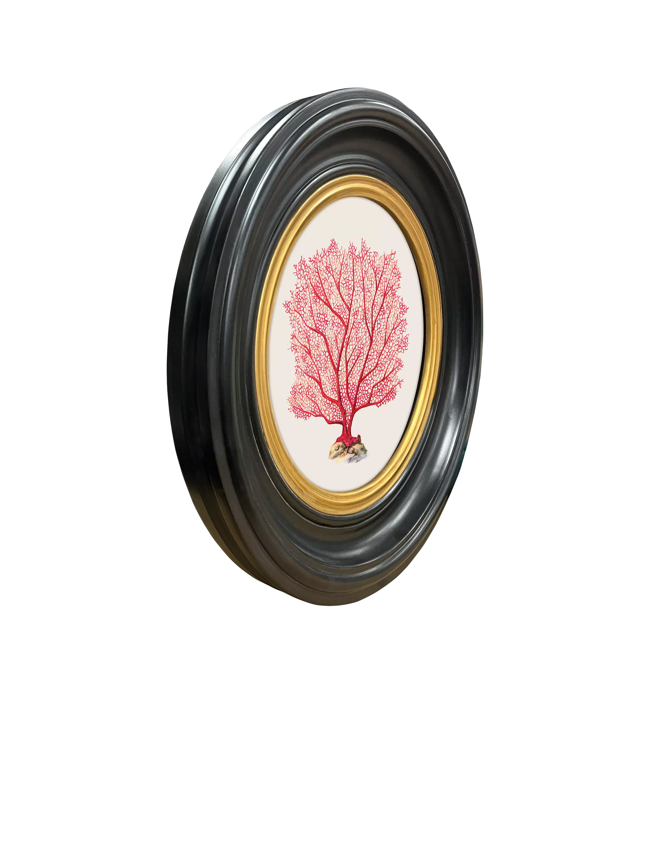 Brookpace Lascelles sea flame round framed print 36cm - British product