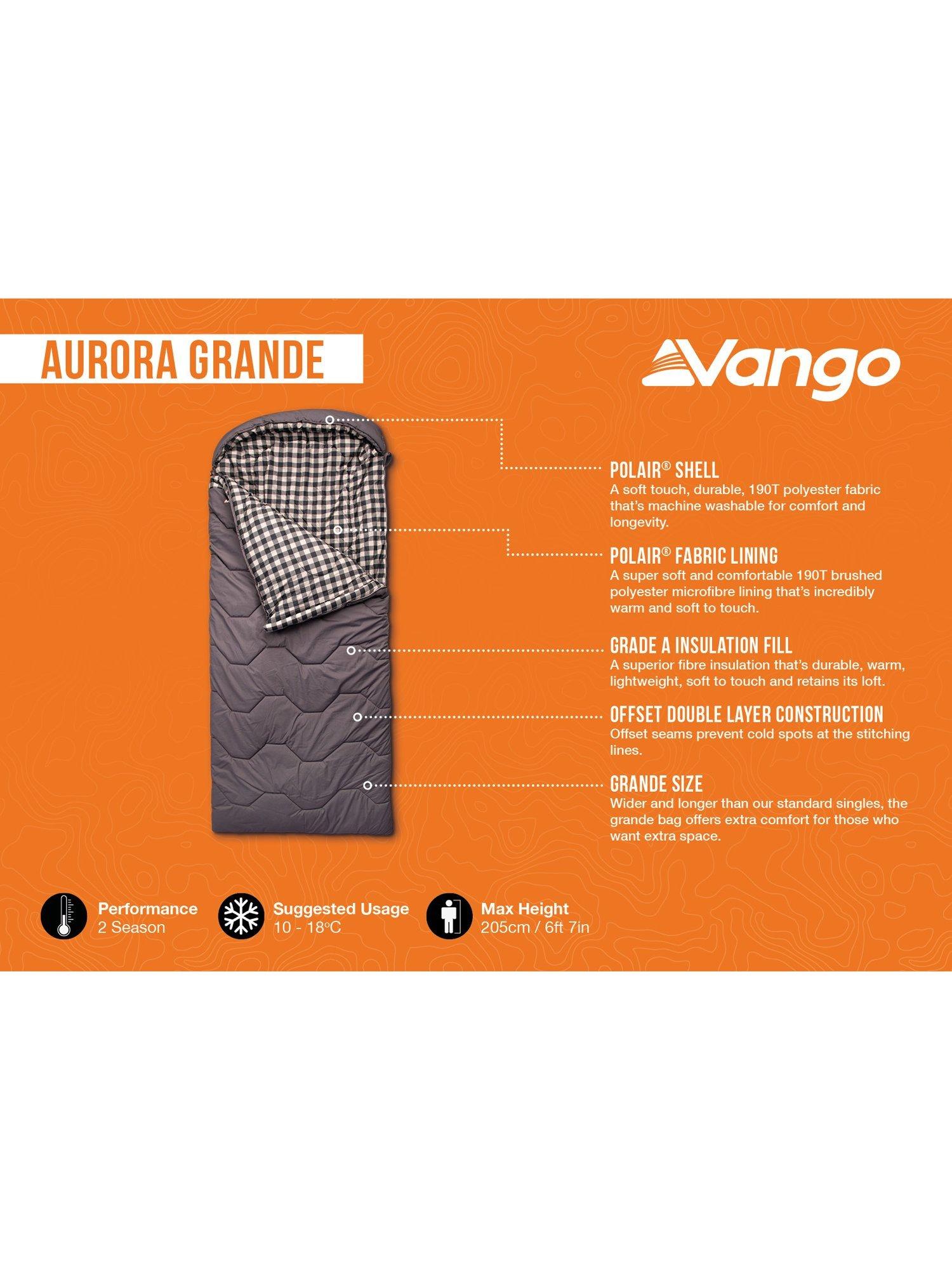 Vango Aurora Grande single sleeping bag Excalibur, imported from the UK