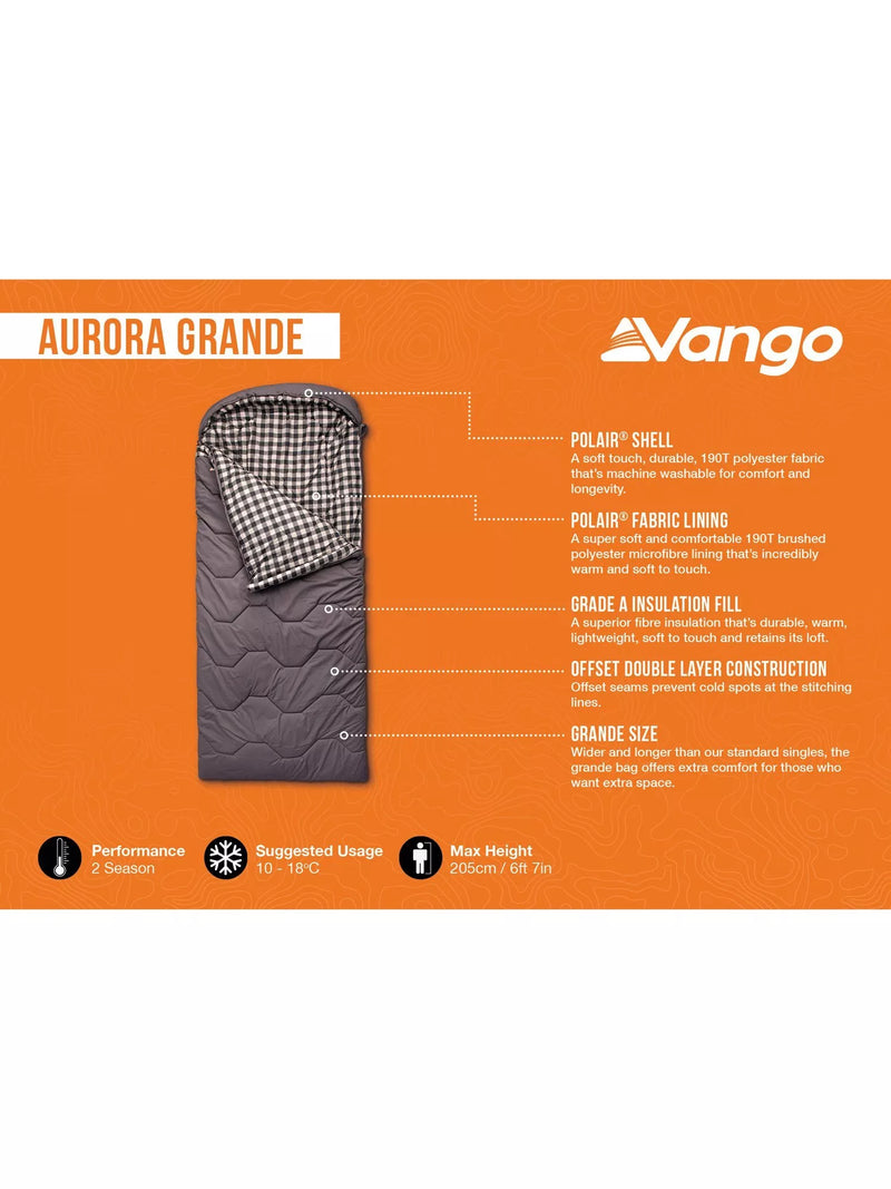 Vango Aurora Grande single sleeping bag Excalibur, imported from the UK