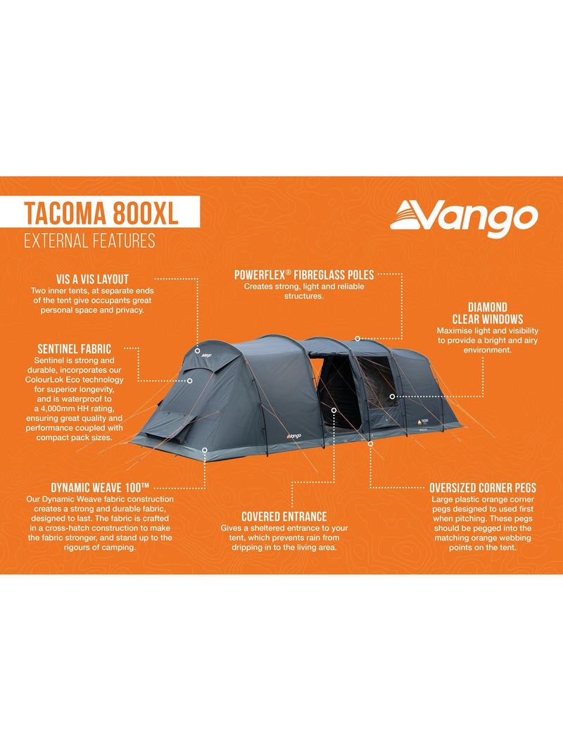 Vango Tacoma 800XL deep blue 8-person tent - British product