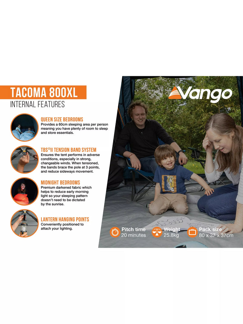 Vango Tacoma 800XL deep blue 8-person tent - British product