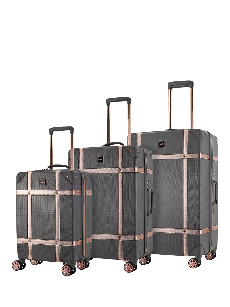 Rock Vintage 8-Wheel Hard Shell Suitcase, Set of 3