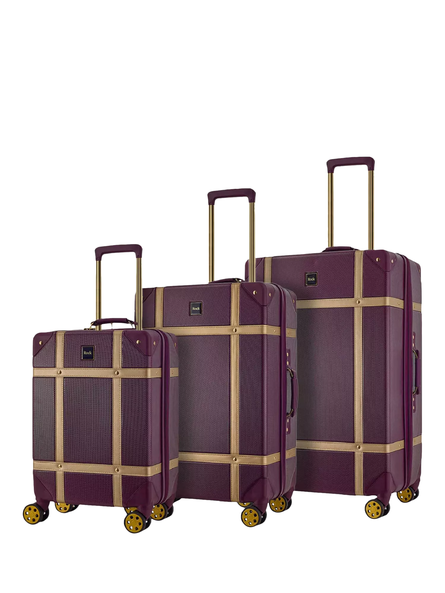 Rock Vintage 8-Wheel Hard Shell Suitcase, Set of 3