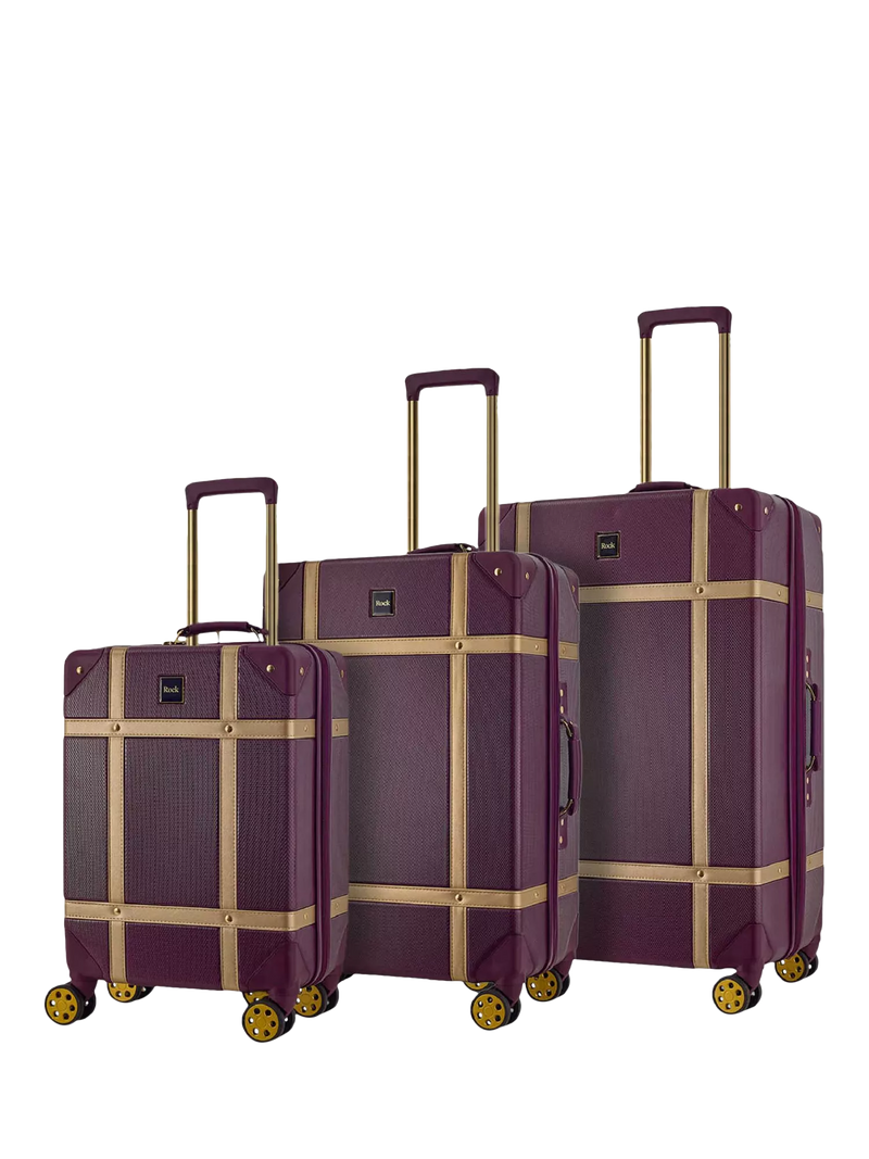 Rock Vintage 8-Wheel Hard Shell Suitcase, Set of 3