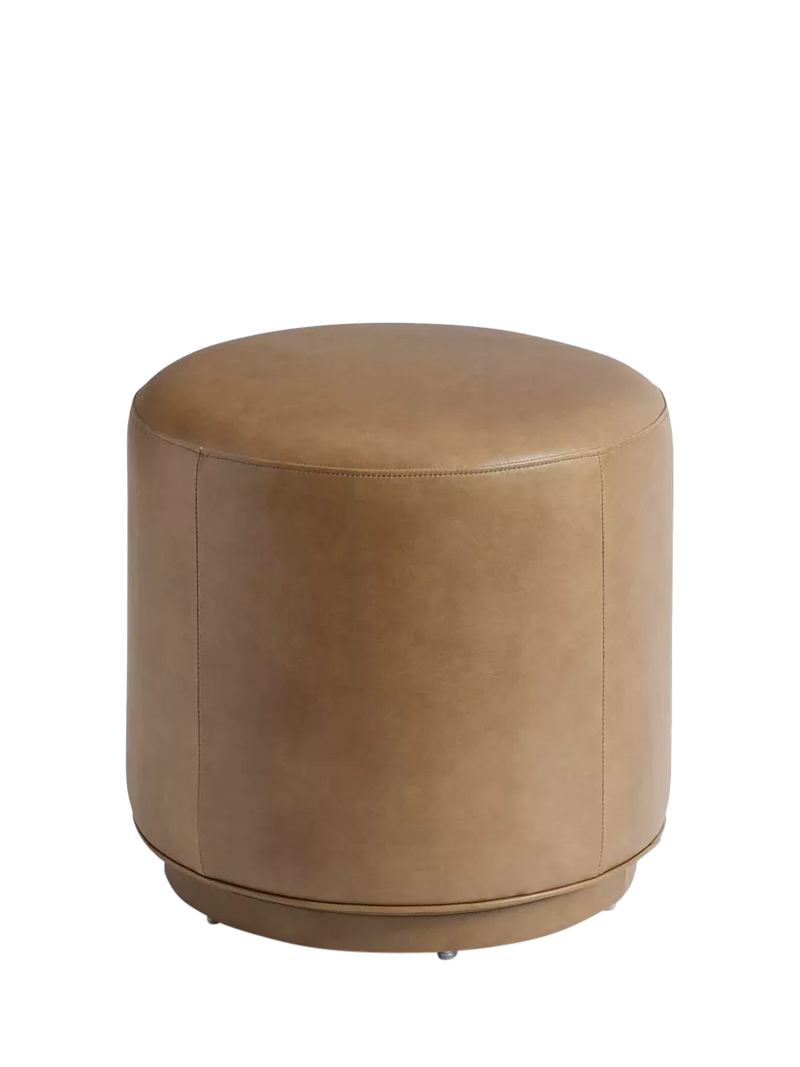 Pottery Barn Jake leather swivel stool taupe, imported from the UK