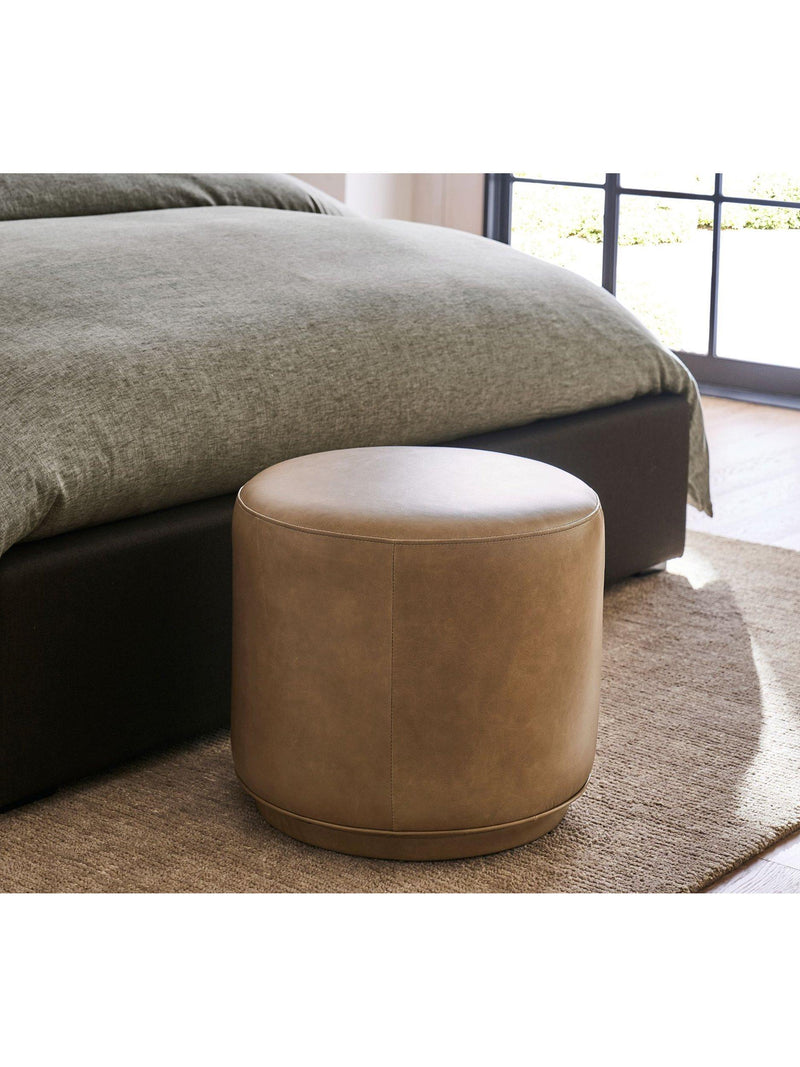Pottery Barn Jake leather swivel stool taupe, imported from the UK