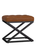 Pottery Barn Kirkham tufted leather stool light brown, imported from the UK
