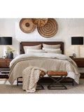 Pottery Barn Kirkham tufted leather stool light brown, imported from the UK