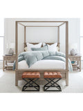 Pottery Barn Kirkham tufted leather stool light brown, imported from the UK