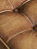 Pottery Barn Kirkham tufted leather stool light brown, imported from the UK