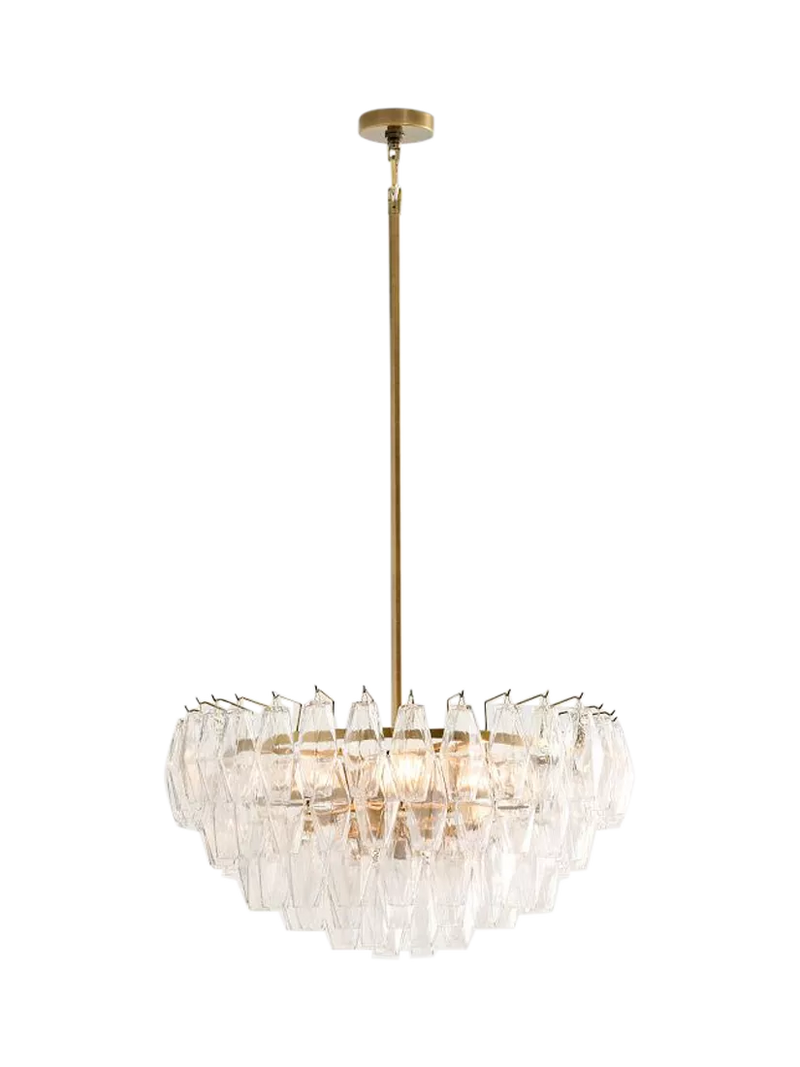 Pottery Barn Florence large crystal chandelier vintage brass - British product