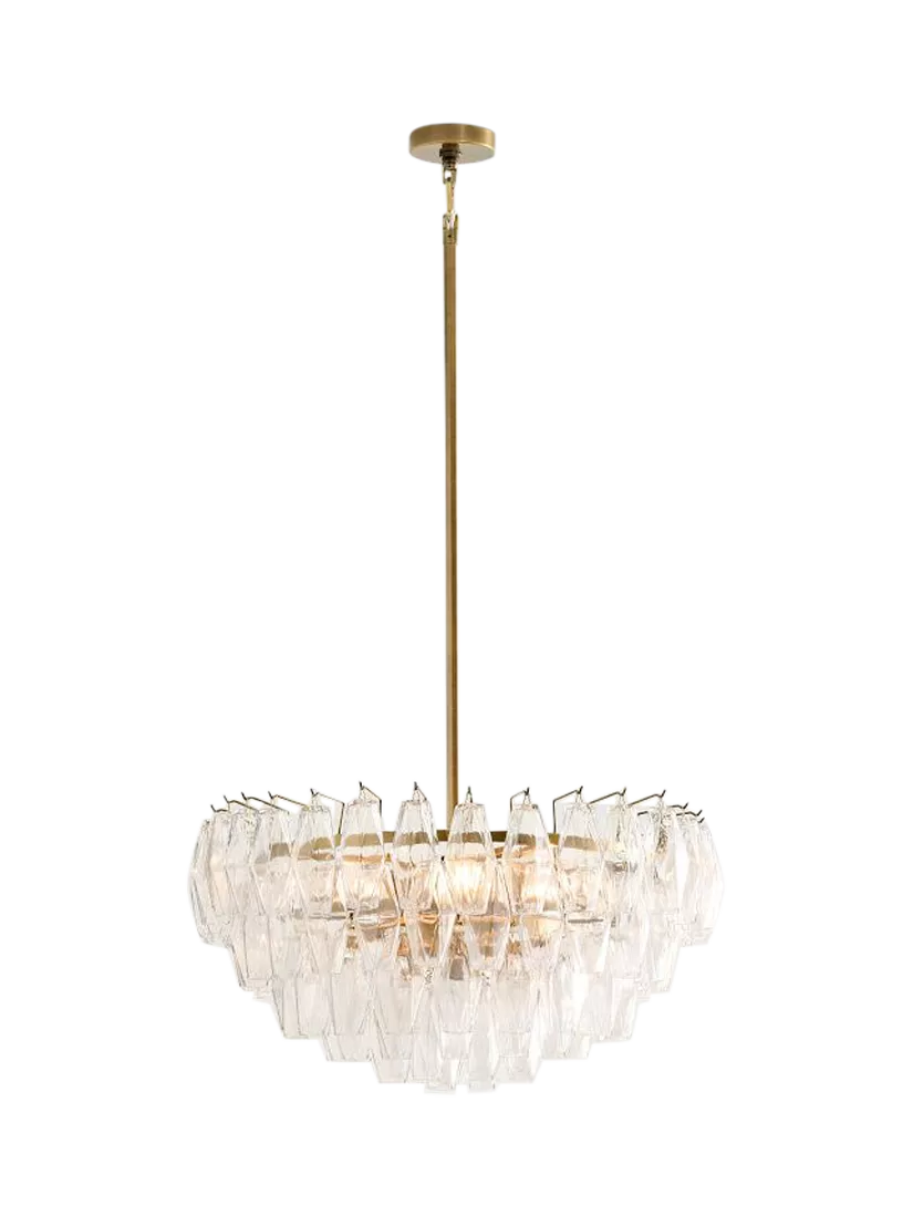 Pottery Barn Florence large crystal chandelier vintage brass - British product