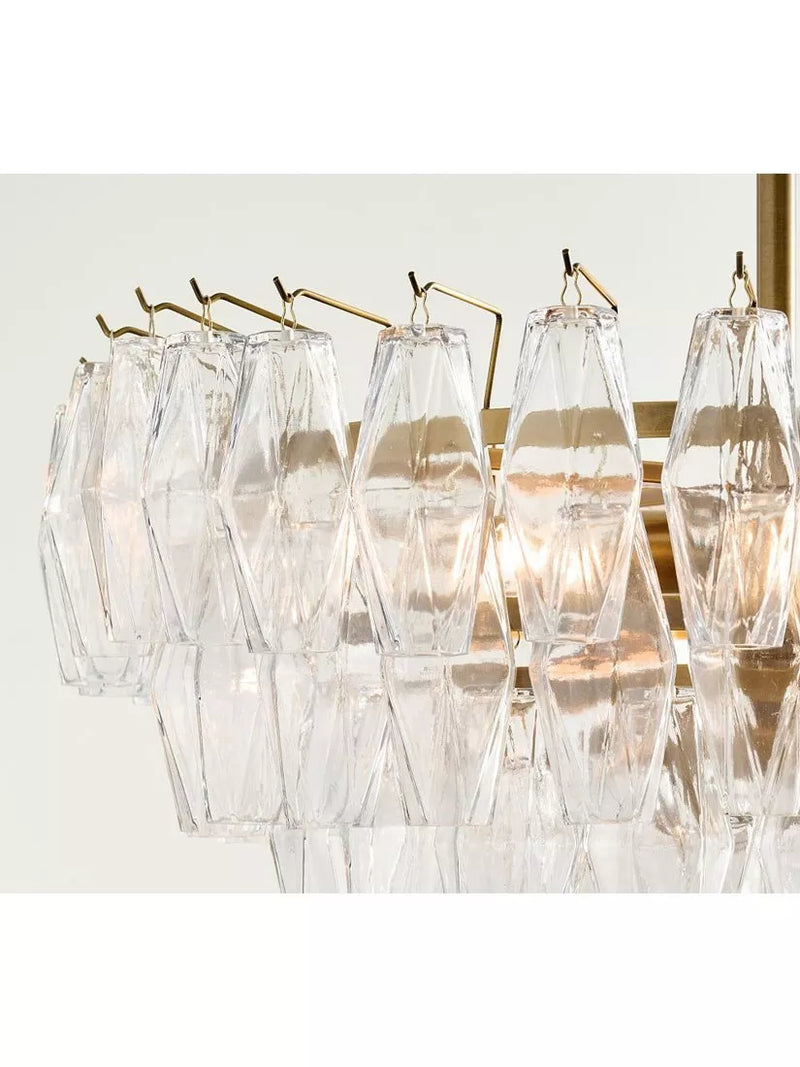 Pottery Barn Florence large crystal chandelier vintage brass - British product