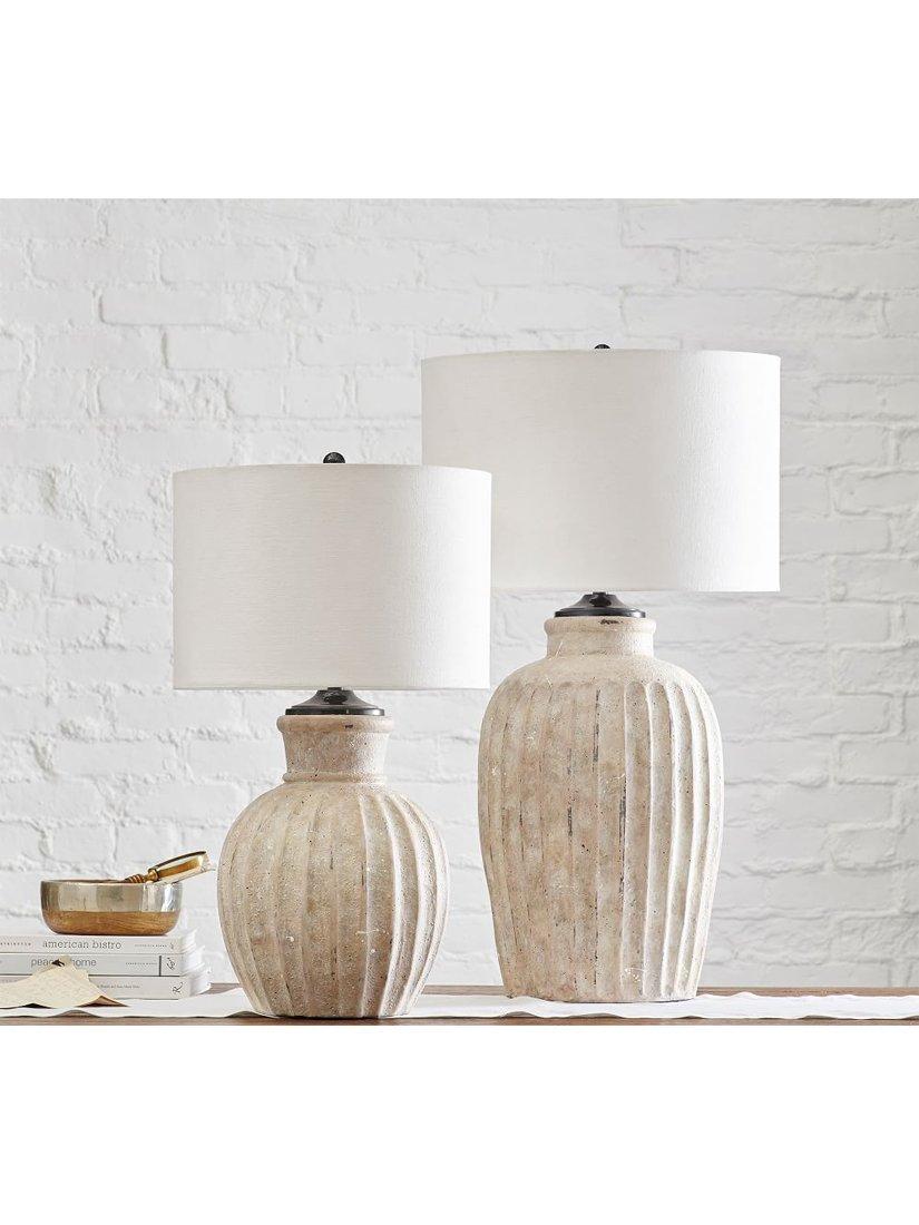 Pottery Barn Anders large fluted terracotta table lamp (British brand)