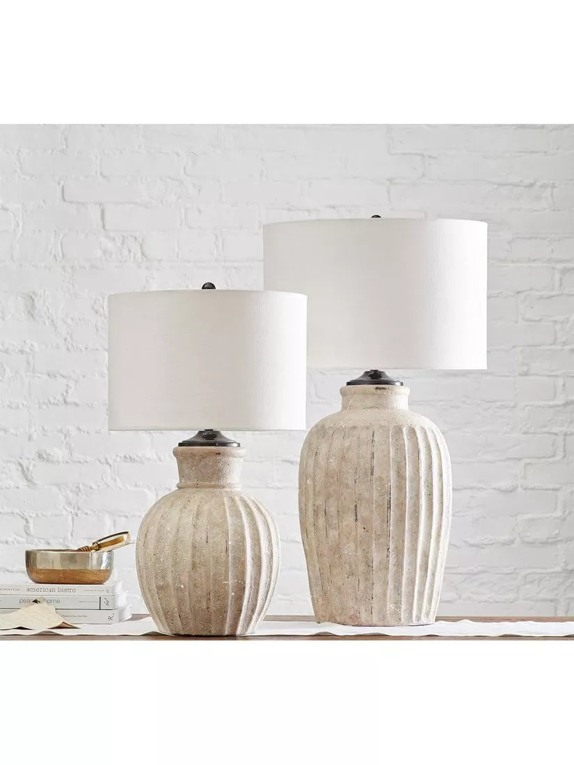 Pottery Barn Anders large fluted terracotta table lamp (British brand)
