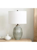 Pottery Barn Ezra small ceramic table lamp in teal, UK version