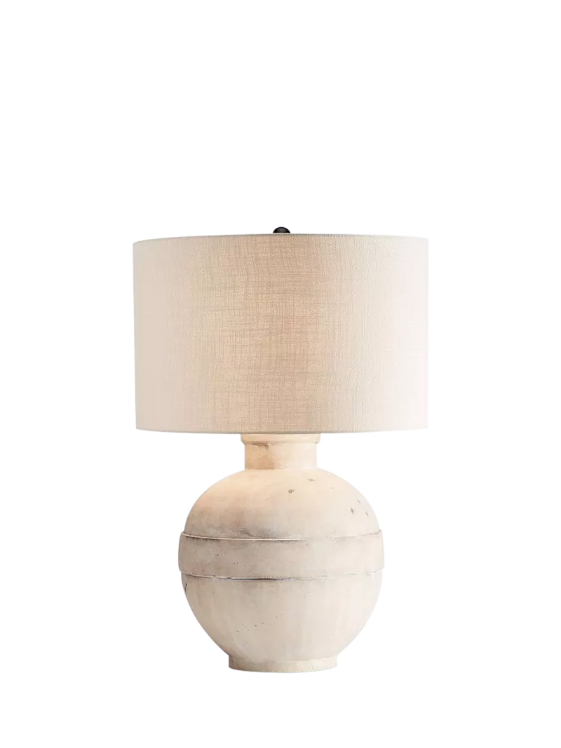 Pottery Barn Faris small ceramic table lamp with linen shade (British brand)