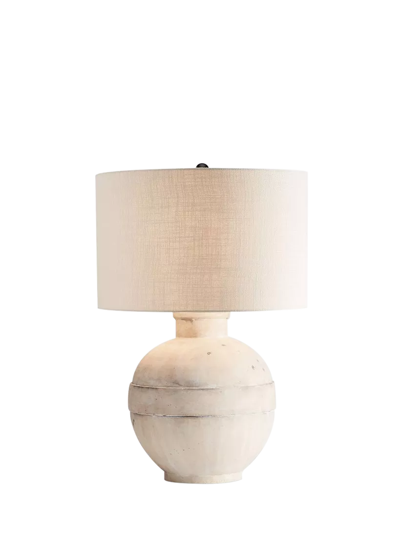 Pottery Barn Faris small ceramic table lamp with linen shade (British brand)