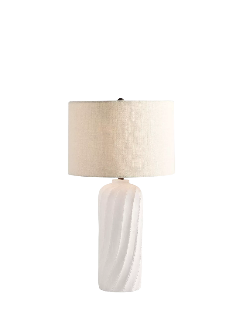 Pottery Barn Ollie Twist ceramic table lamp white, UK version