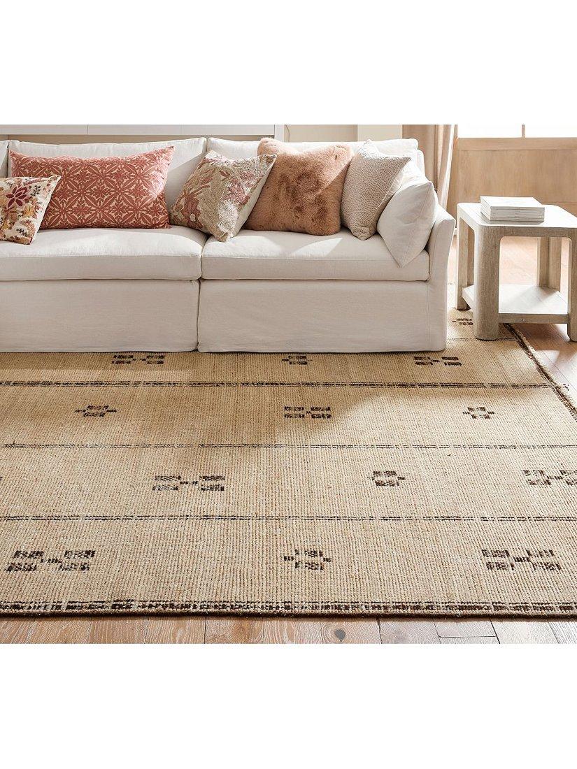 Pottery Barn Calliope wool rug Flax Black (British brand)