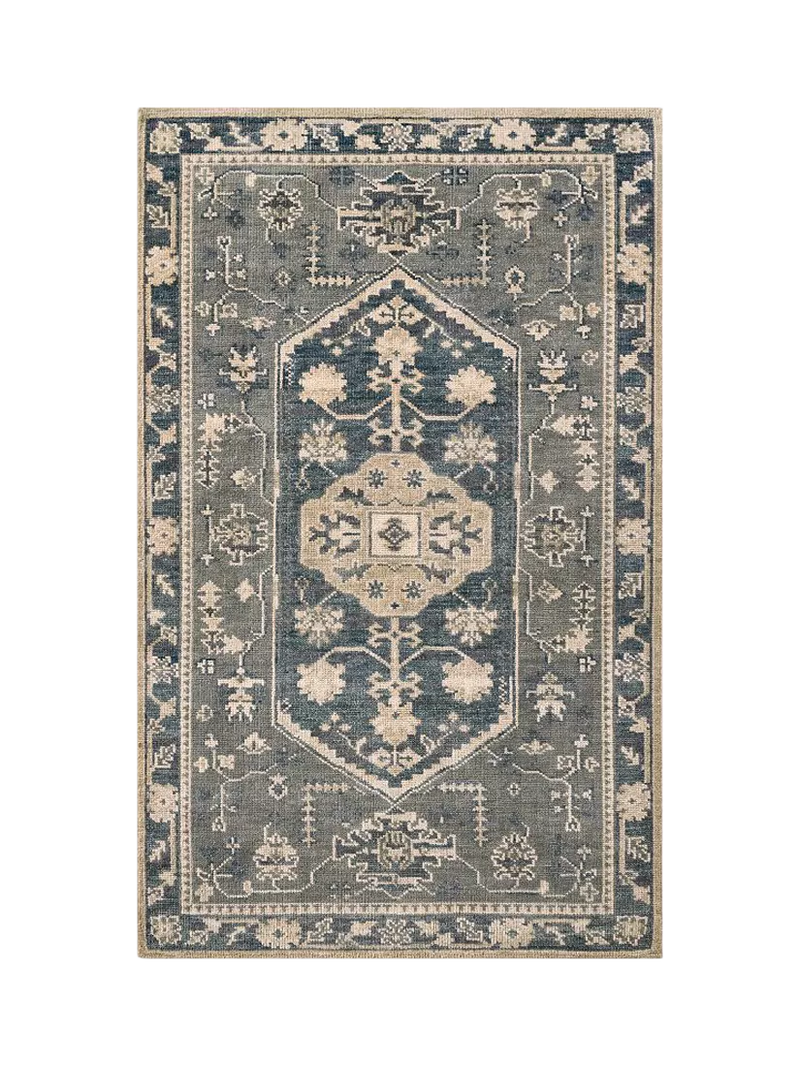 Pottery Barn Marietta Pure Wool Rug, Steel Blue Multi, 5 x 8"