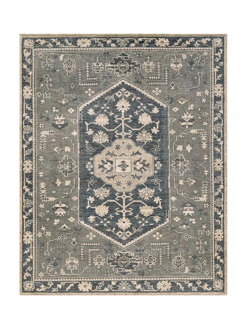 Pottery Barn Marietta Pure Wool Rug, Steel Blue Multi, 8 x 10"
