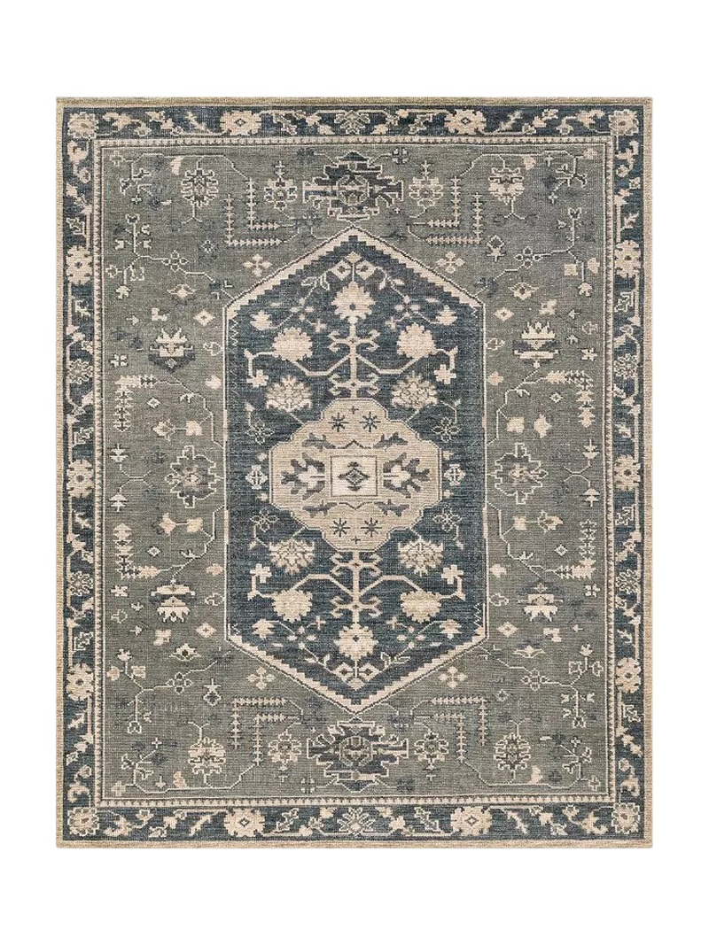 Pottery Barn Marietta Pure Wool Rug, Steel Blue Multi, 8 x 10"