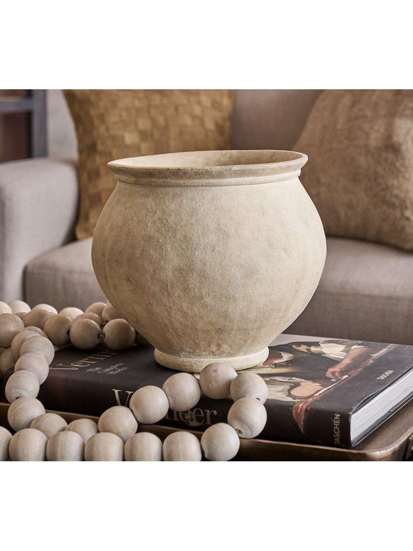 Pottery Barn artisan studio short earthenware vase 23cm, imported from the UK
