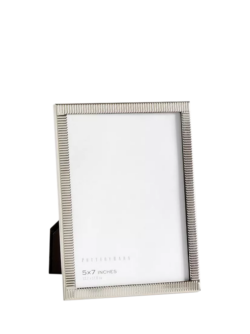 Pottery Barn Maeve textured metal photo frame silver, imported from the UK
