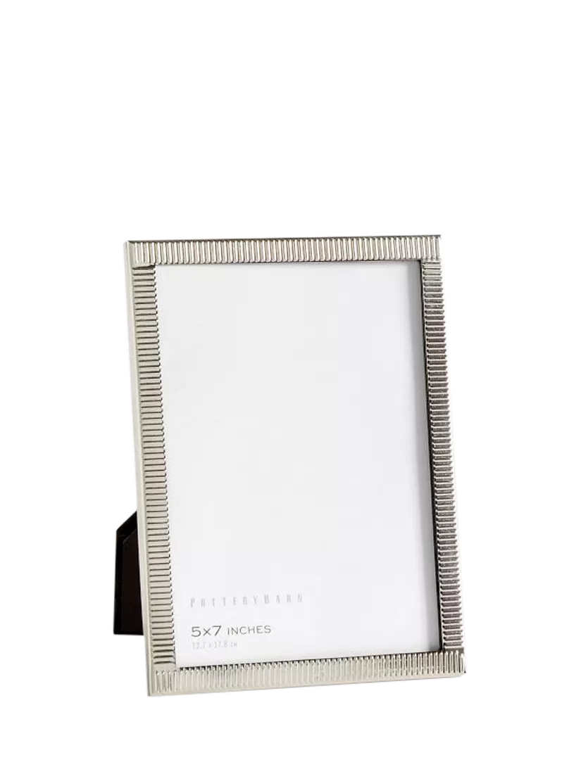 Pottery Barn Maeve textured metal photo frame silver, imported from the UK