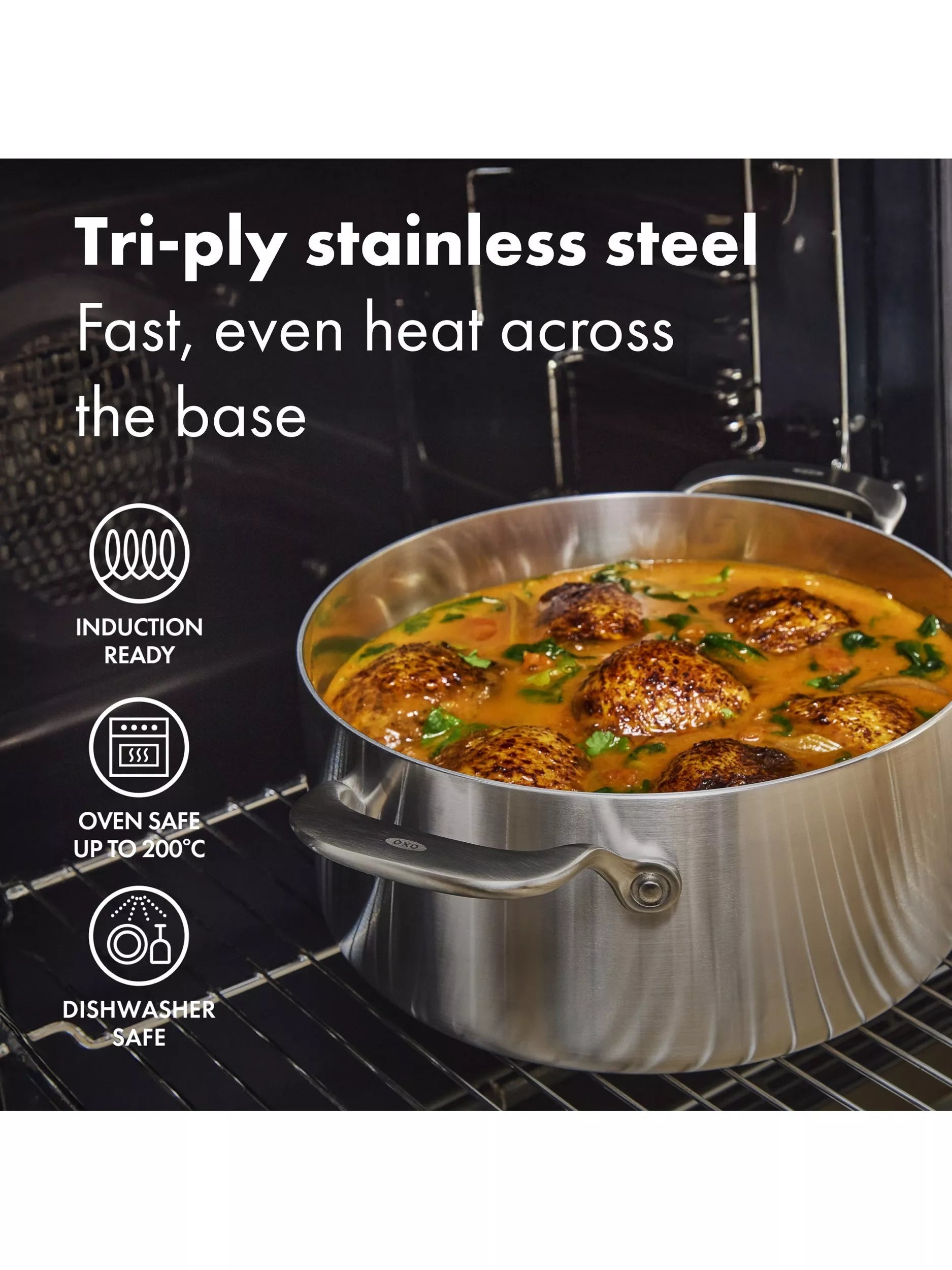 OXO Mira casserole 24cm stainless steel (British brand)