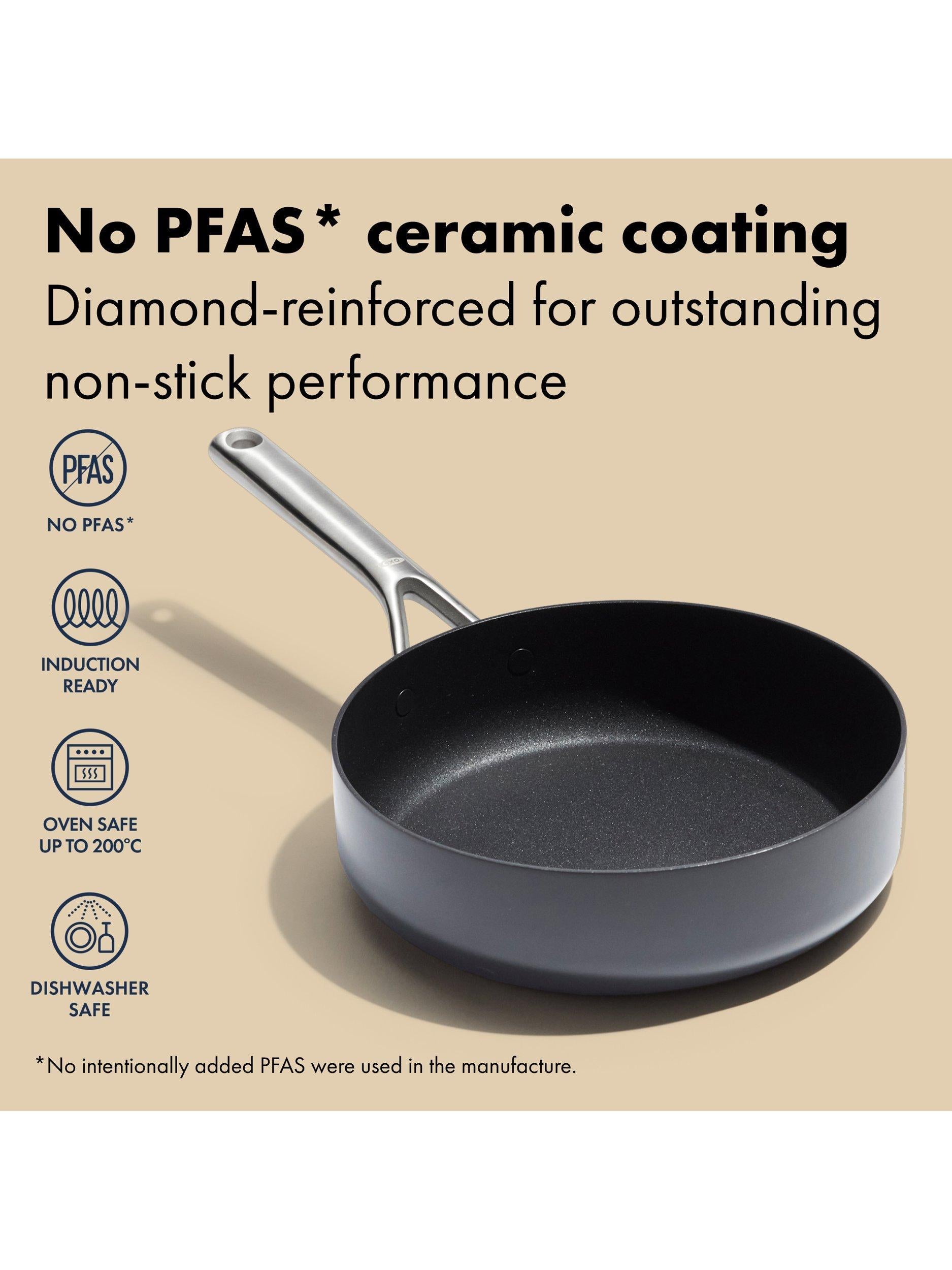 OXO 24cm ceramic non-stick sauté pan with lid (British brand)