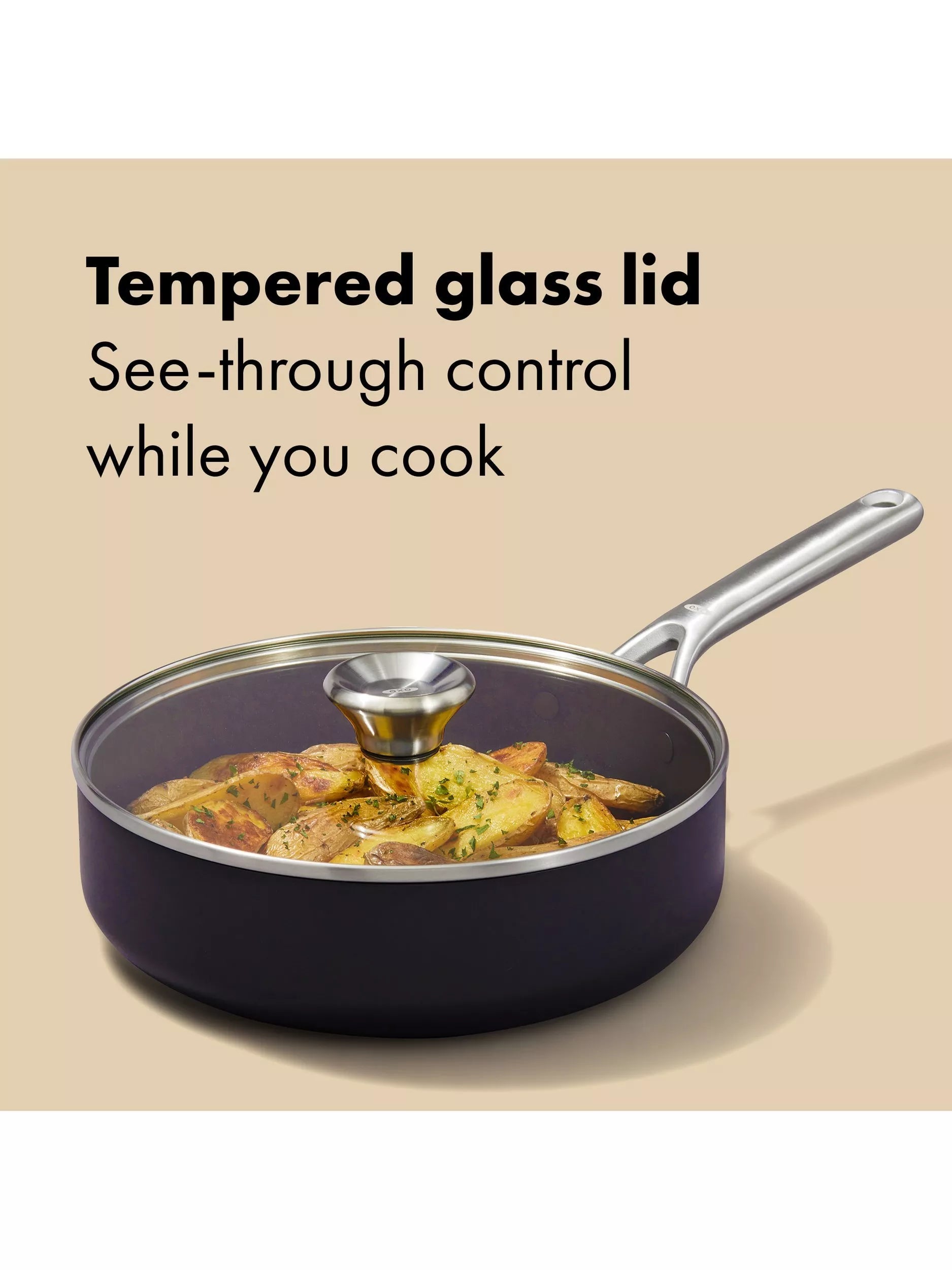 OXO 24cm ceramic non-stick sauté pan with lid (British brand)