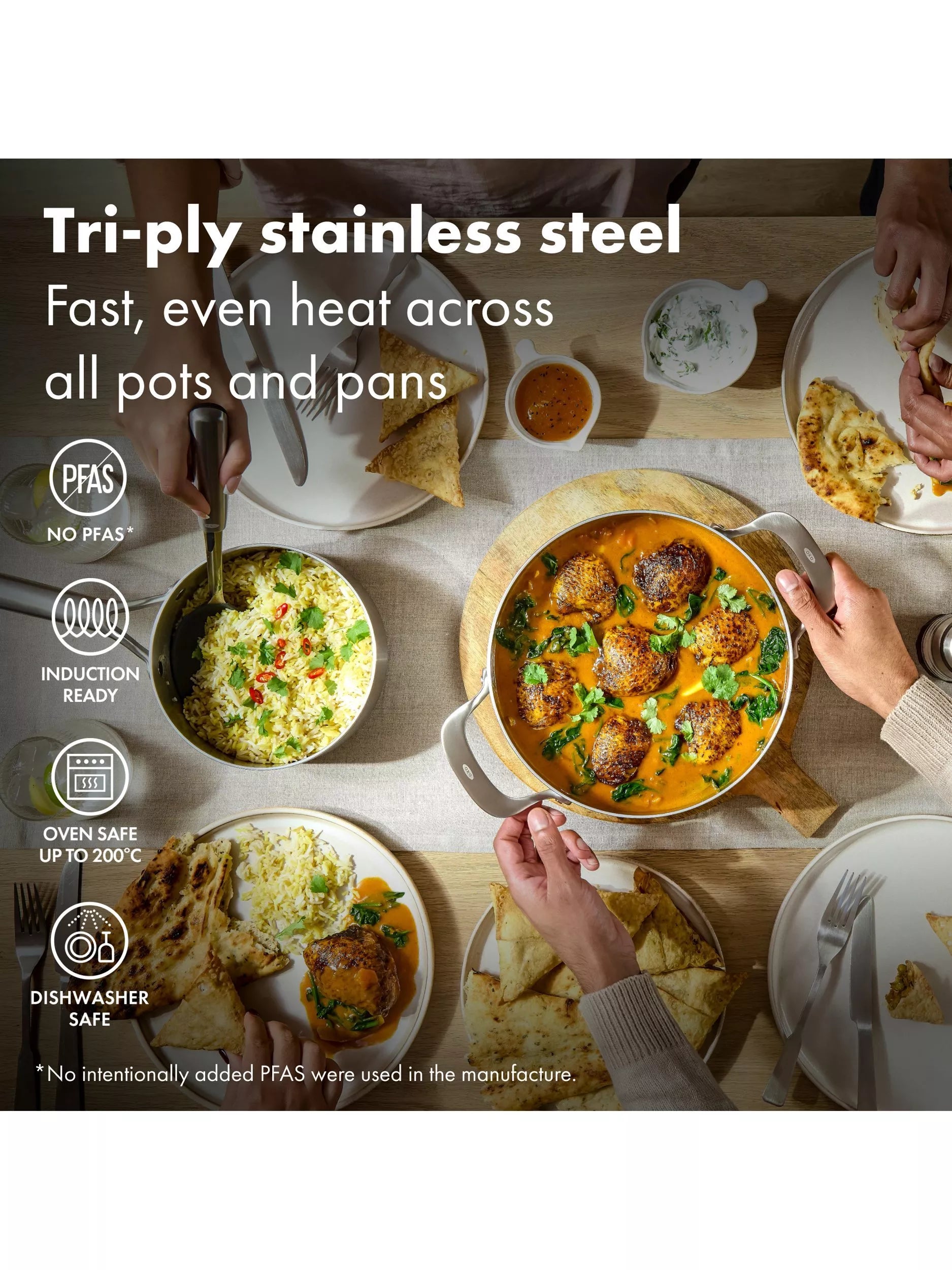 OXO Mira stainless steel pan set 6 piece - British product