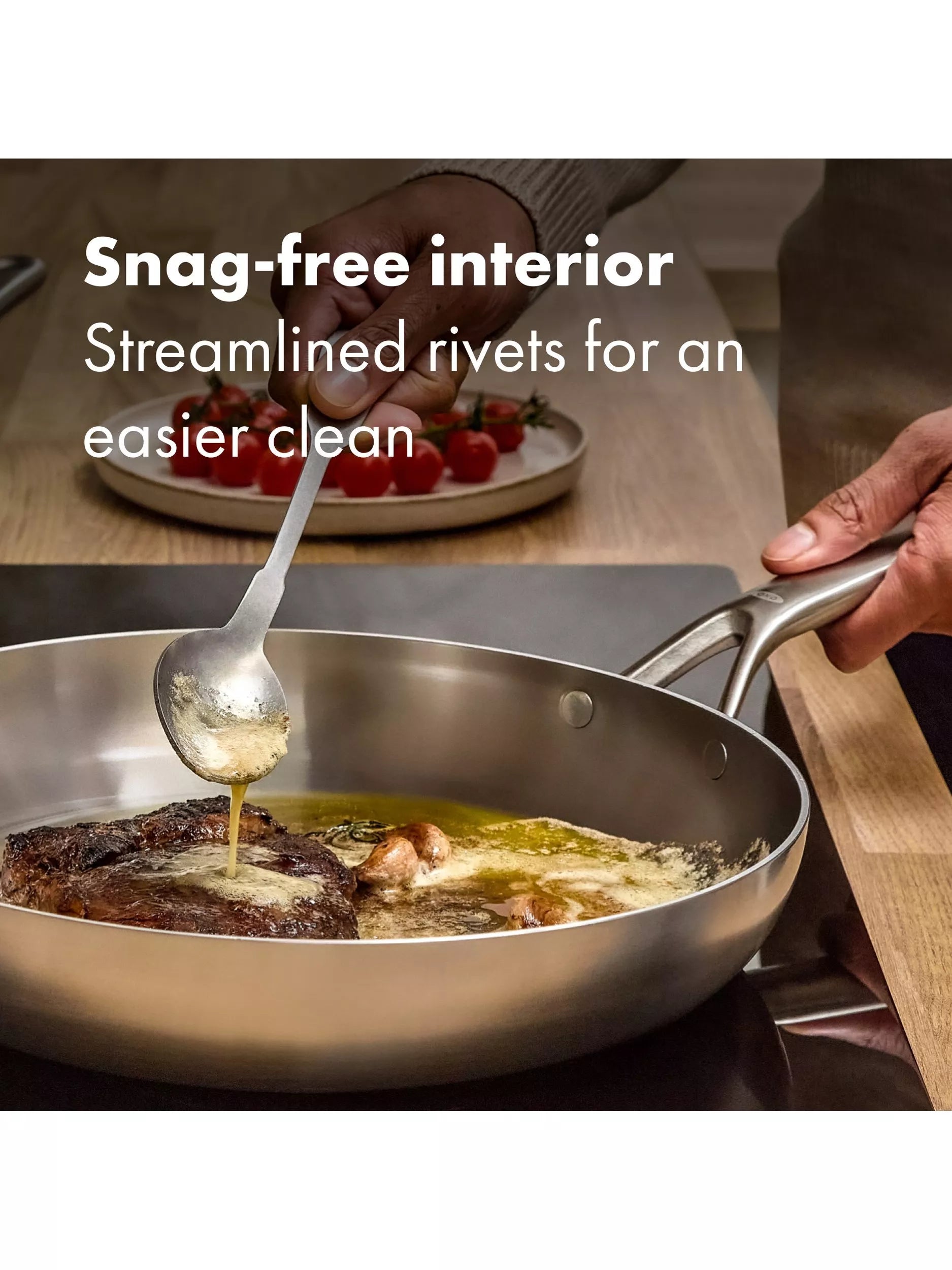 OXO Mira stainless steel frying pan set 20cm and 26cm, UK version
