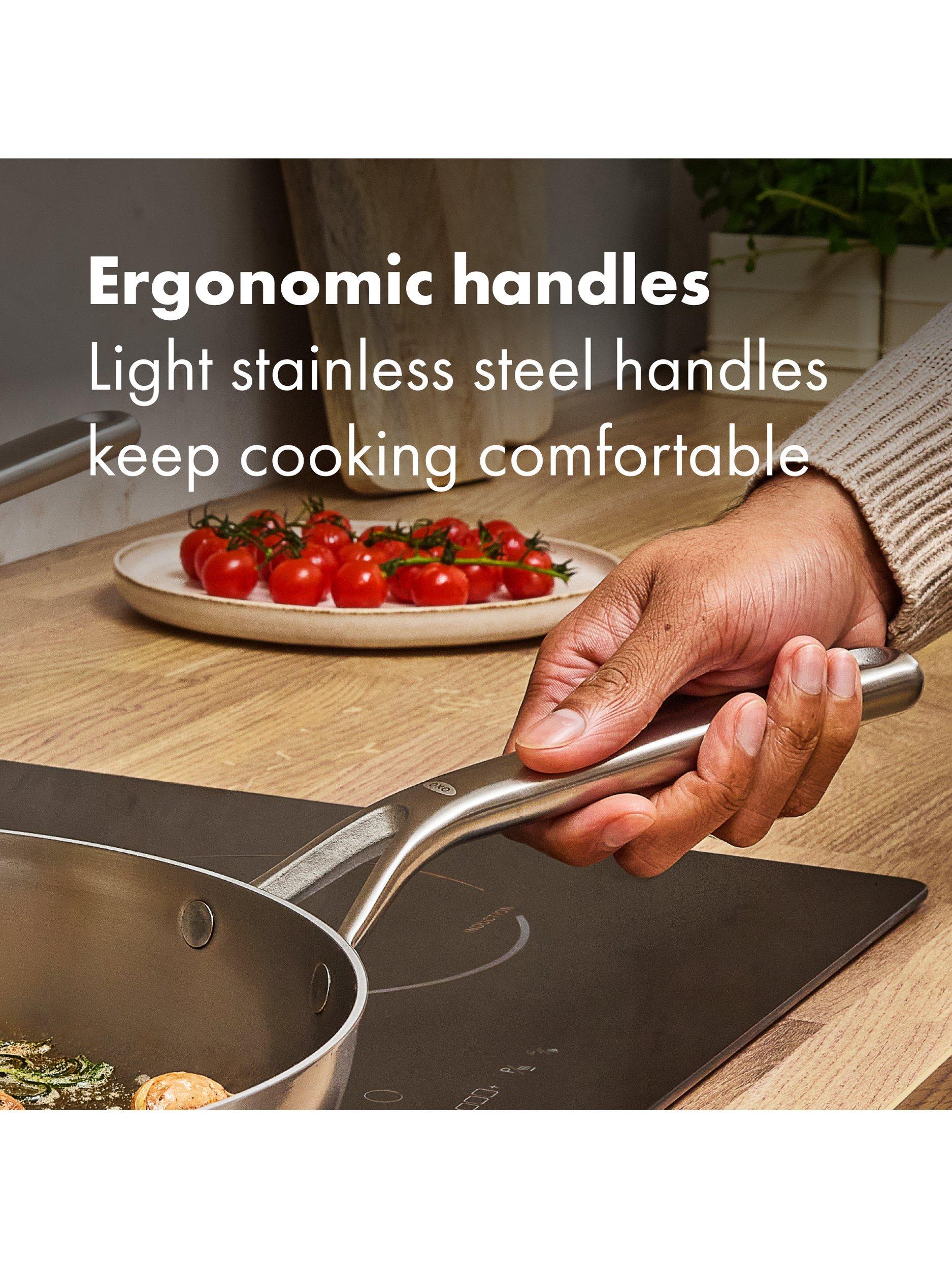OXO Mira stainless steel frying pan set 20cm and 26cm, UK version