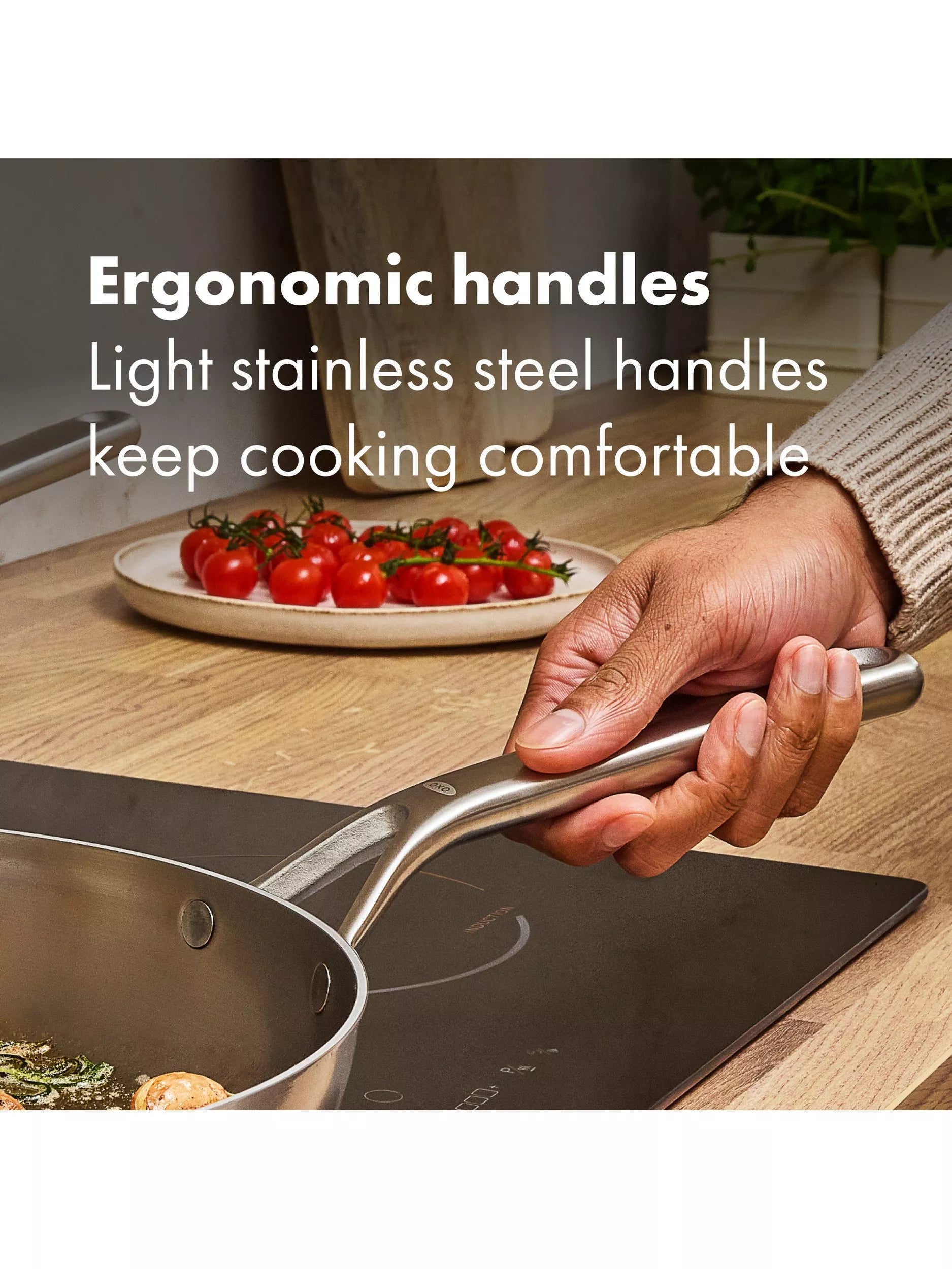 OXO Mira stainless steel frying pan set 20cm and 26cm, UK version