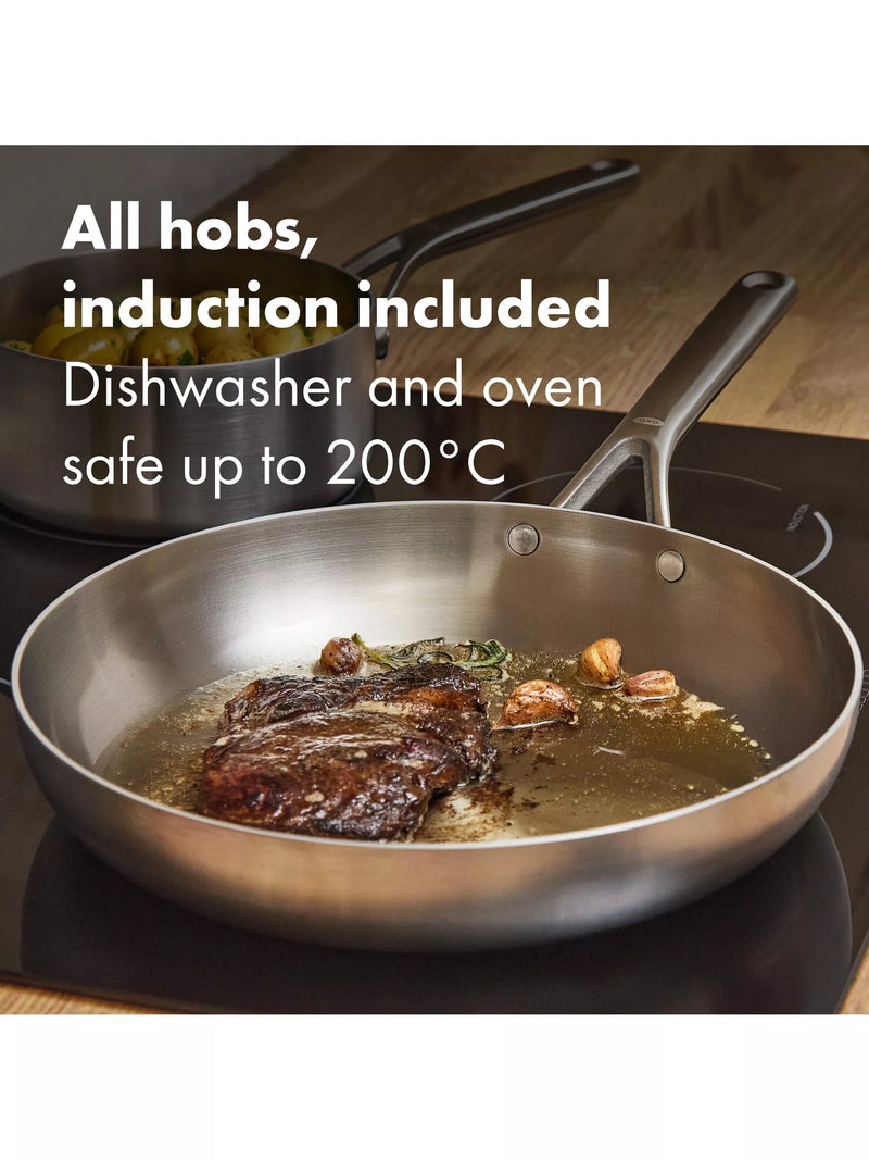 OXO Mira stainless steel frying pan set 20cm and 26cm, UK version