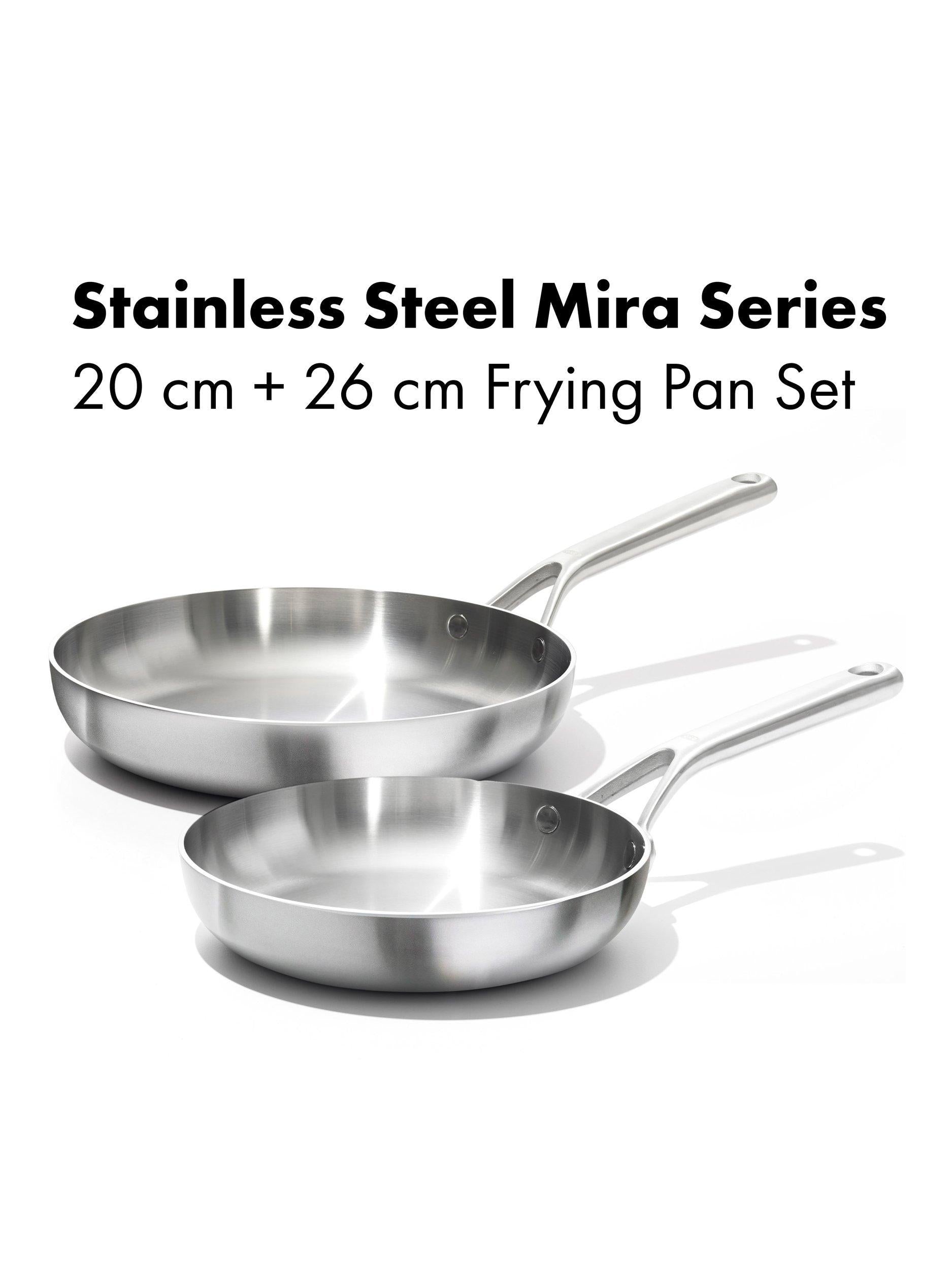 OXO Mira stainless steel frying pan set 20cm and 26cm, UK version