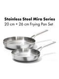 OXO Mira stainless steel frying pan set 20cm and 26cm, UK version