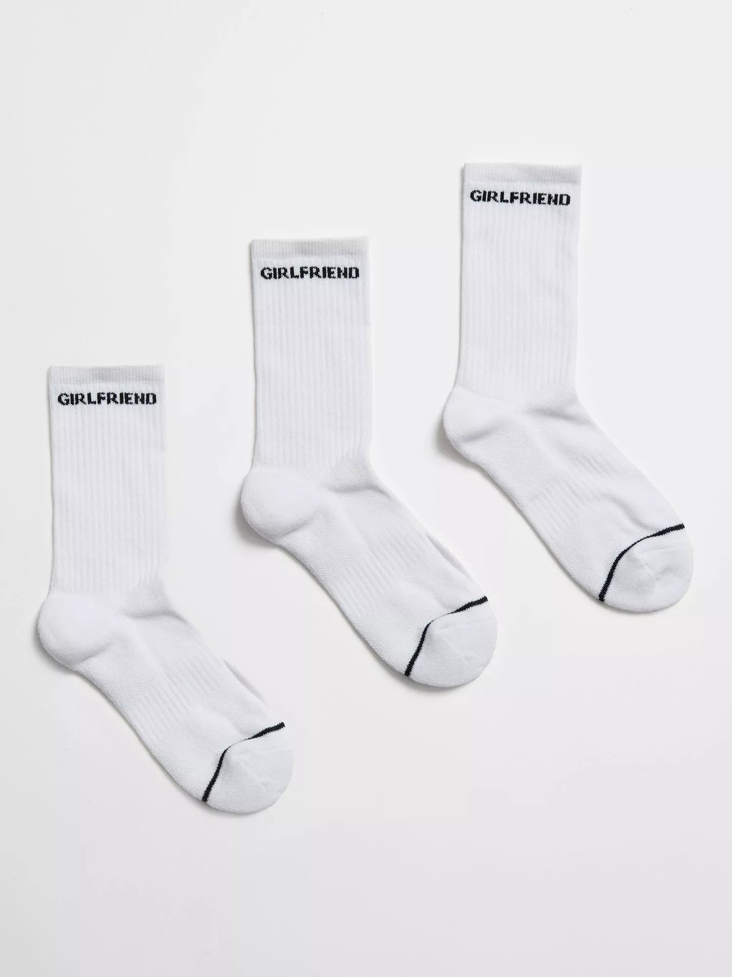 Girlfriend Collective crew socks pack of 3 white, UK version