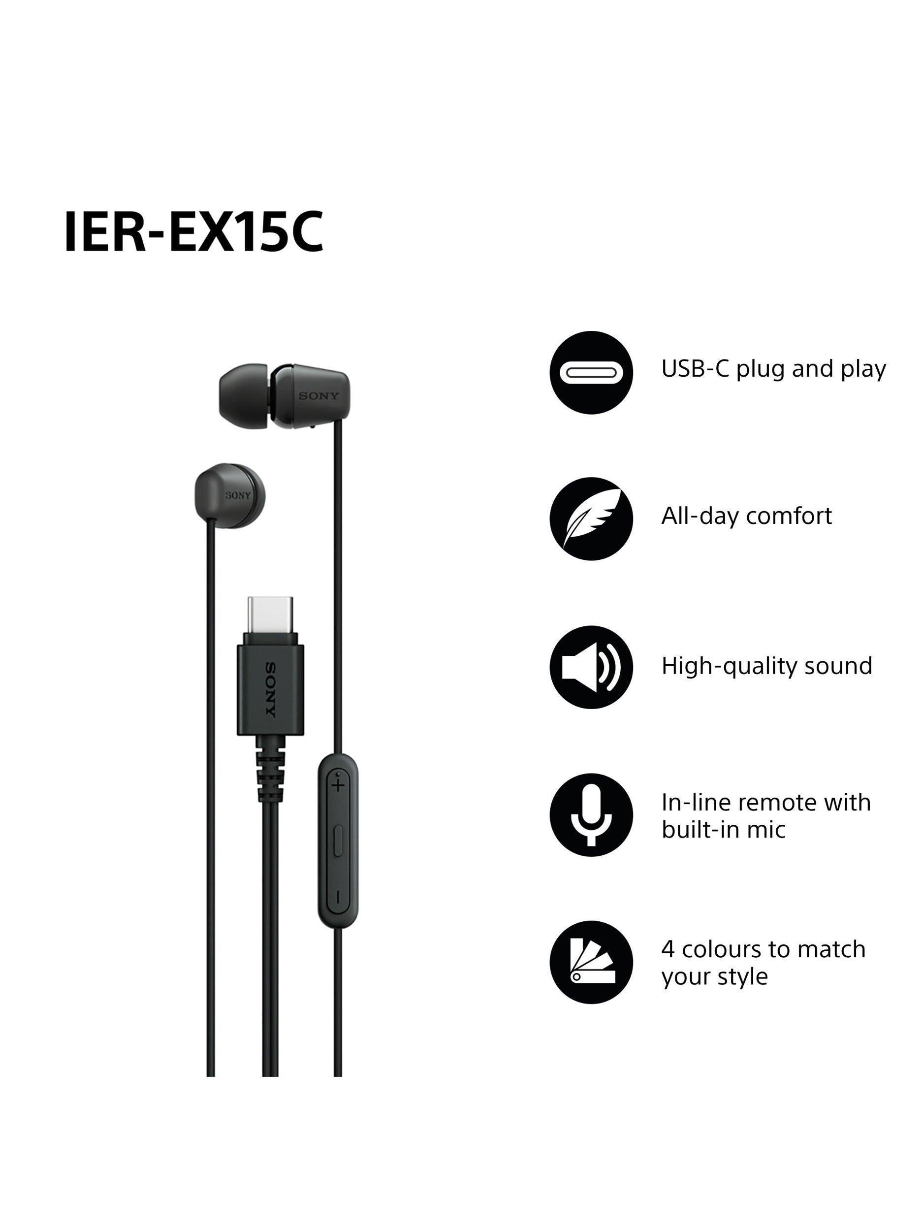 Sony IER-EX15C USB-C earbuds black lightweight, imported from the UK