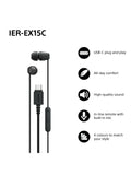 Sony IER-EX15C USB-C earbuds black lightweight, imported from the UK