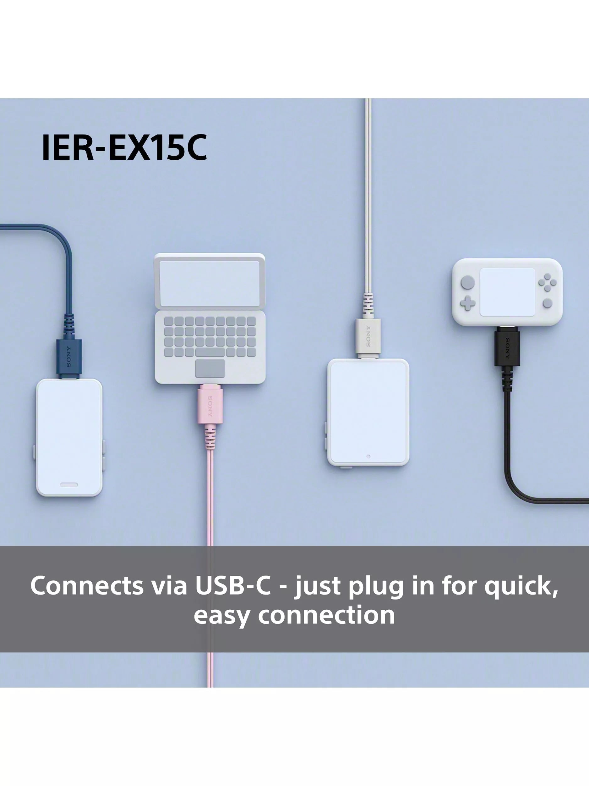 Sony IER-EX15C USB-C earbuds black lightweight, imported from the UK