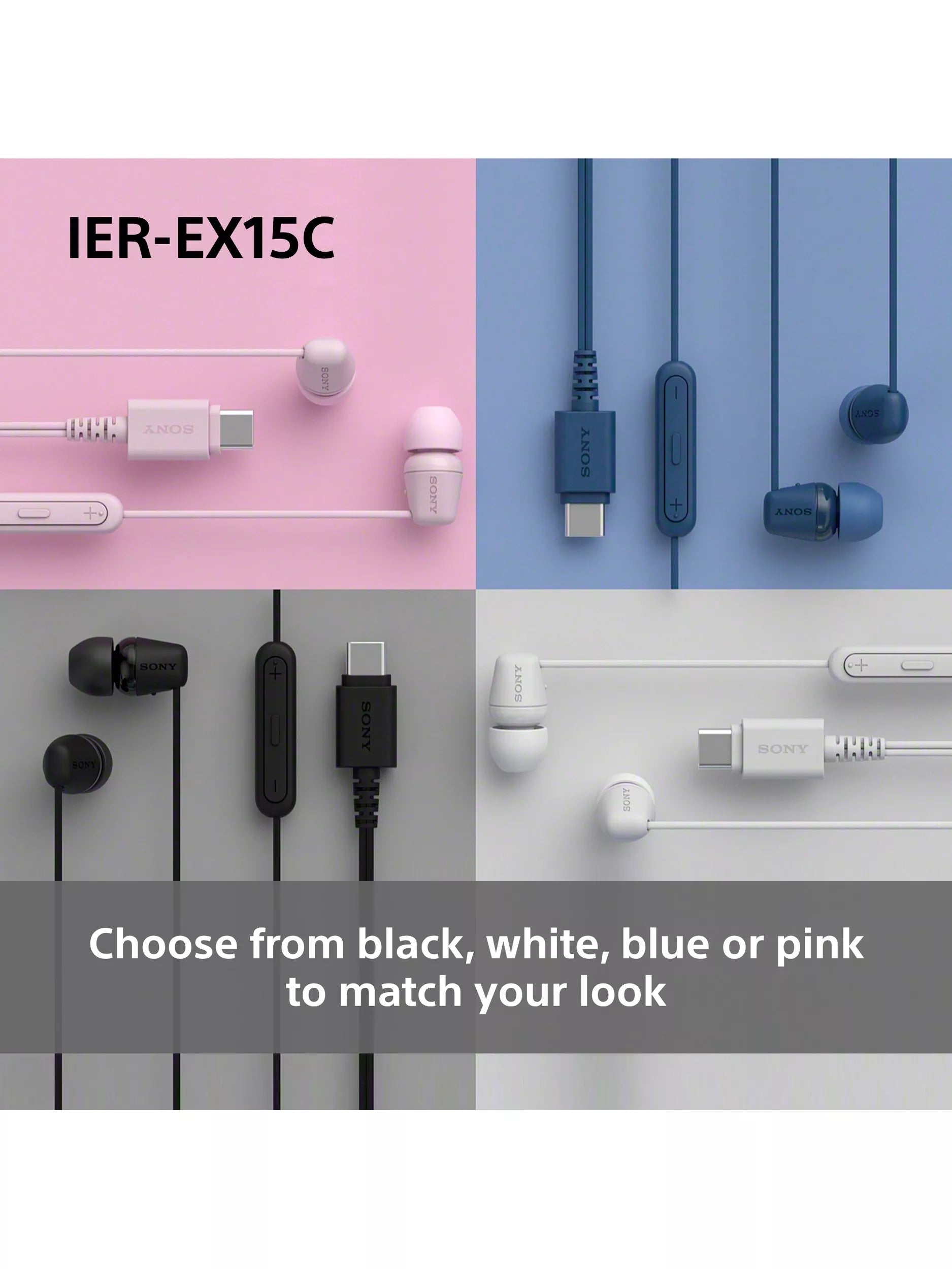Sony IER-EX15C USB-C earbuds black lightweight, imported from the UK