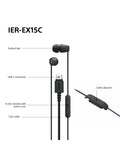 Sony IER-EX15C USB-C earbuds black lightweight, imported from the UK