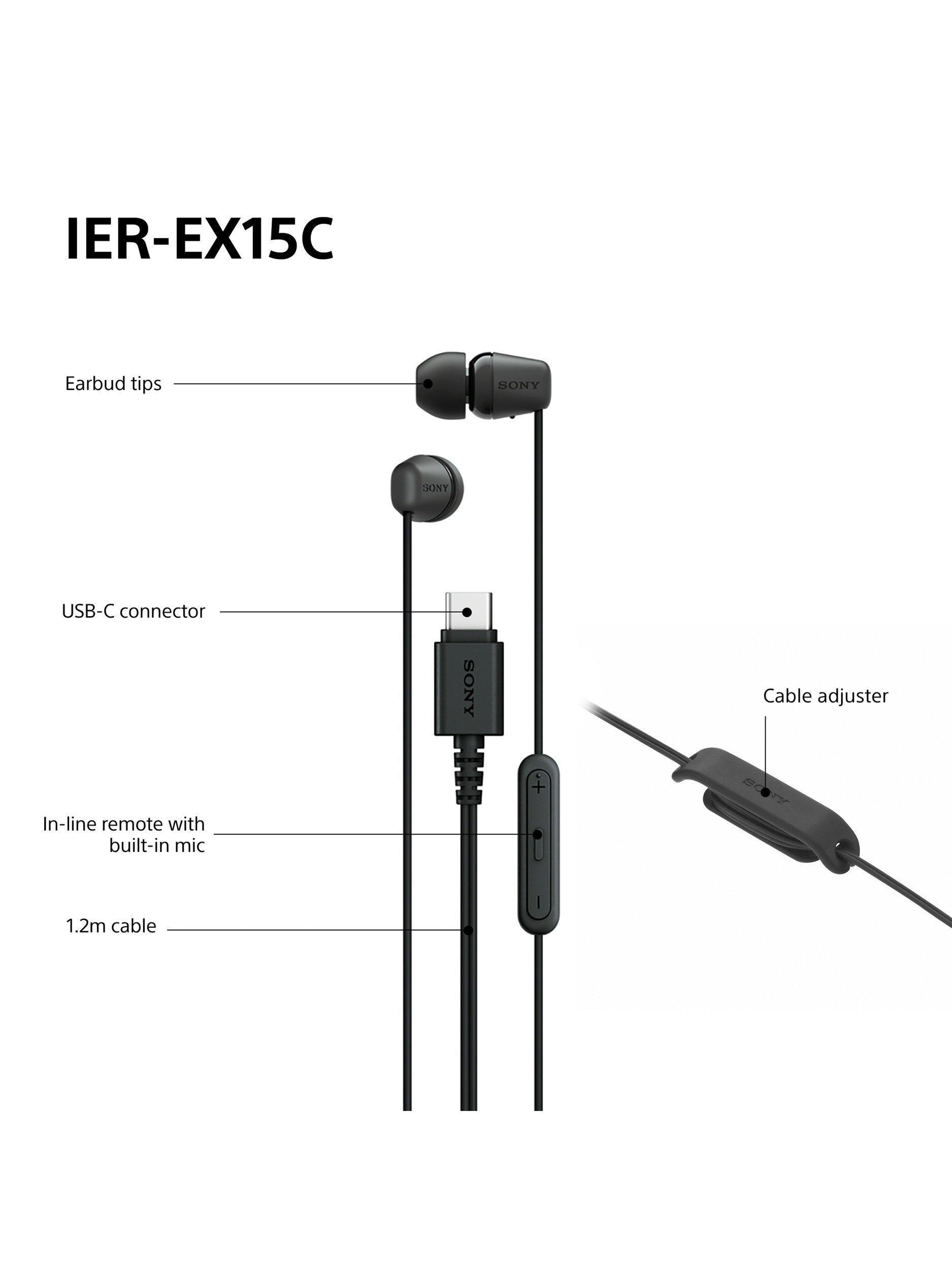 Sony IER-EX15C USB-C earbuds black lightweight, imported from the UK